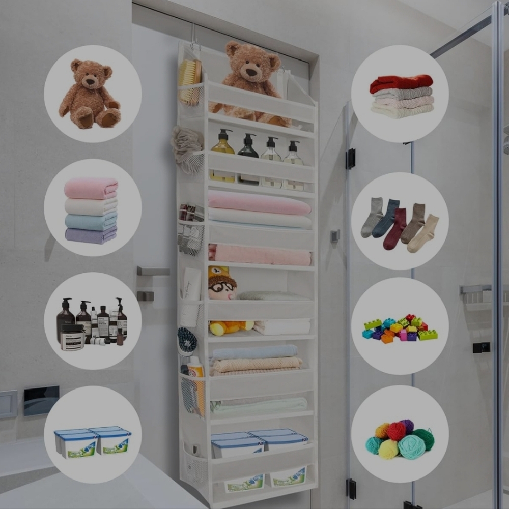 ULG Brown Over-the-Door Organizer with See-Through Windows 6 Levels Beige